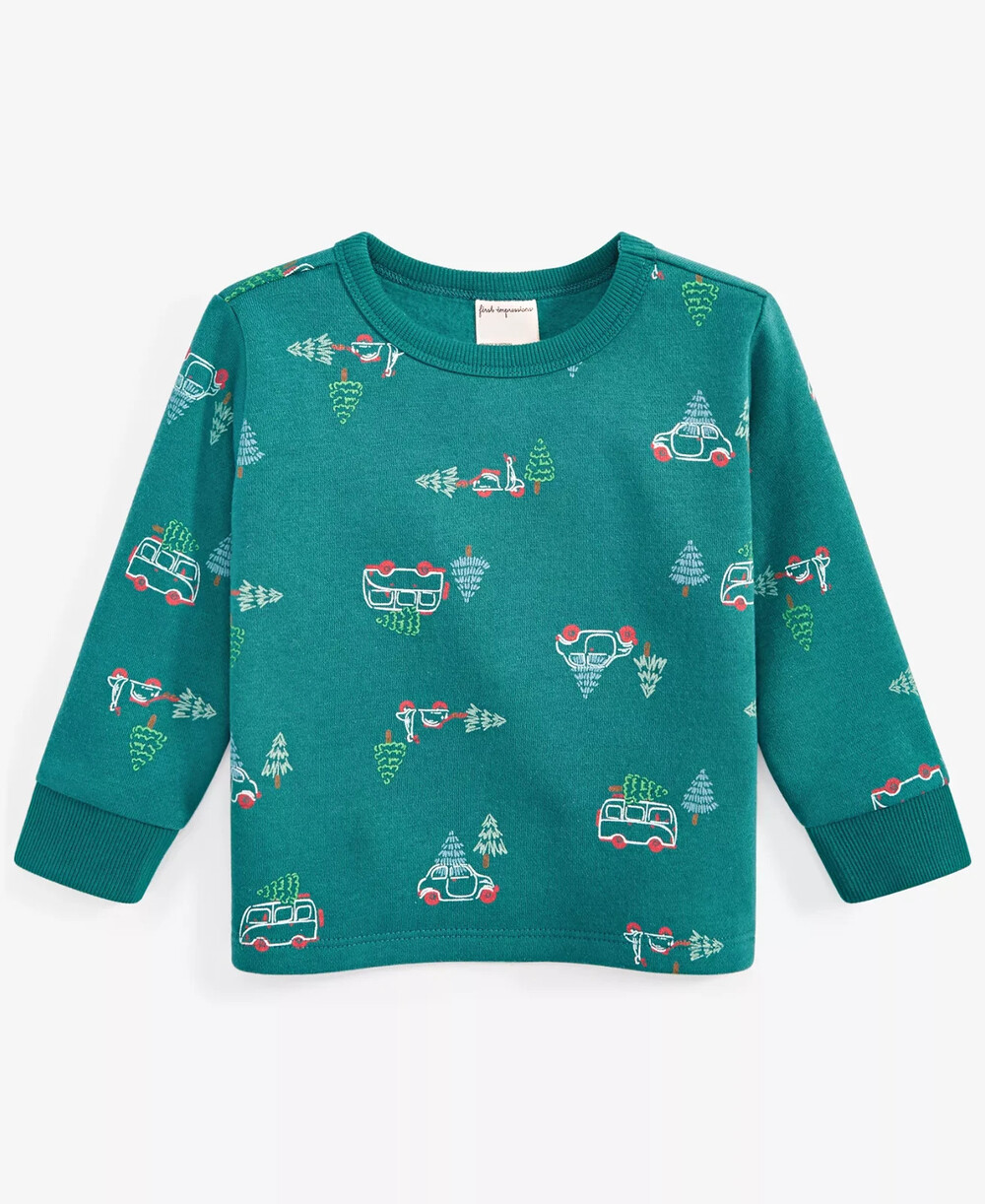 First Impressions Tree Transport-Print Sweatshirt Baby Boys 18M Shaded Spruce